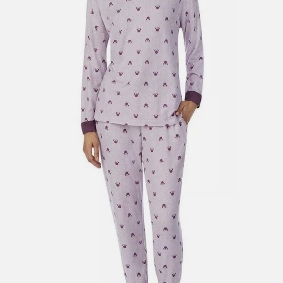 Disney Minnie Mouse Womens 2 Piece Cozy Pajama Set Purple Medium - Picture 2 of 7